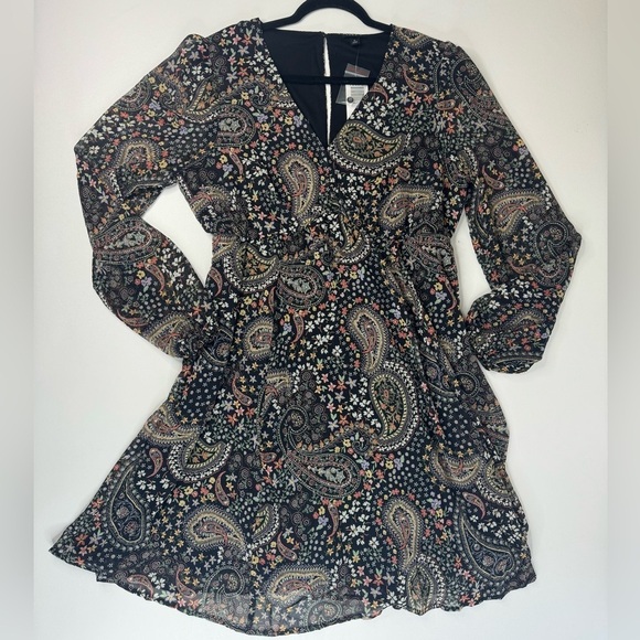 NWT Torrid Black Chiffon Floral Paisley Lined Mini Dress Size L 12 - Picture 9 of 12